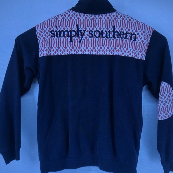 Men's Black Quarter-Zip Sweater with Rust Pattern Yoke - Picture 3 of 3